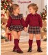 conjunto cuadro escoces burdeos