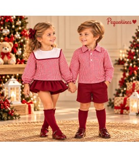 conjunto cuadro vichy en tonos burdeos