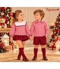 conjunto cuadro vichy en tonos burdeos