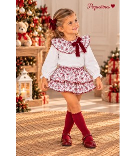 conjunto estampado flor burdeo