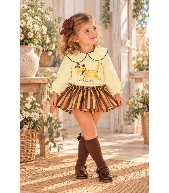 conjunto perro rayas marron