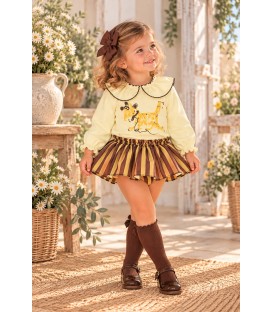 conjunto perro rayas marron