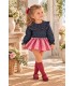 conjunto marino flor falda rayas chicle
