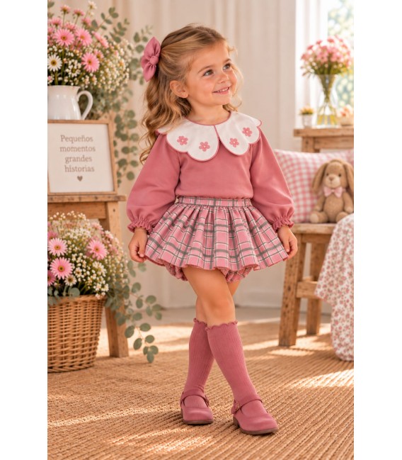 conjunto flor margarita bordada