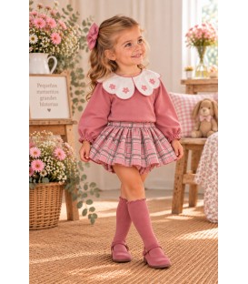 conjunto flor margarita bordada