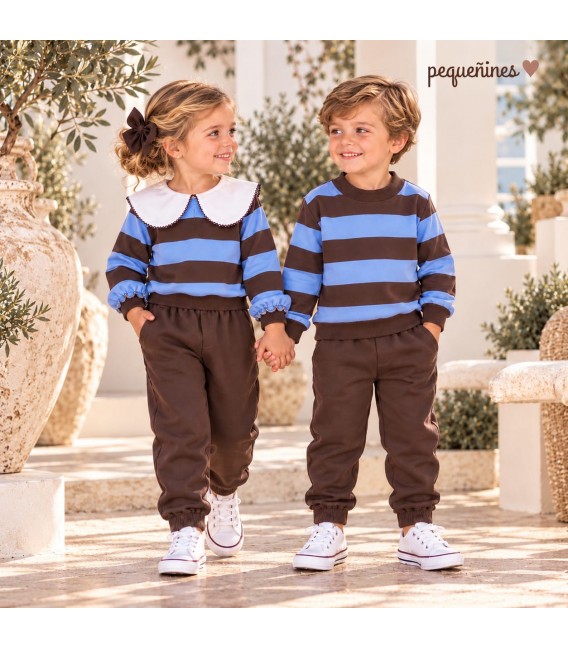 chandal chocolate y azul