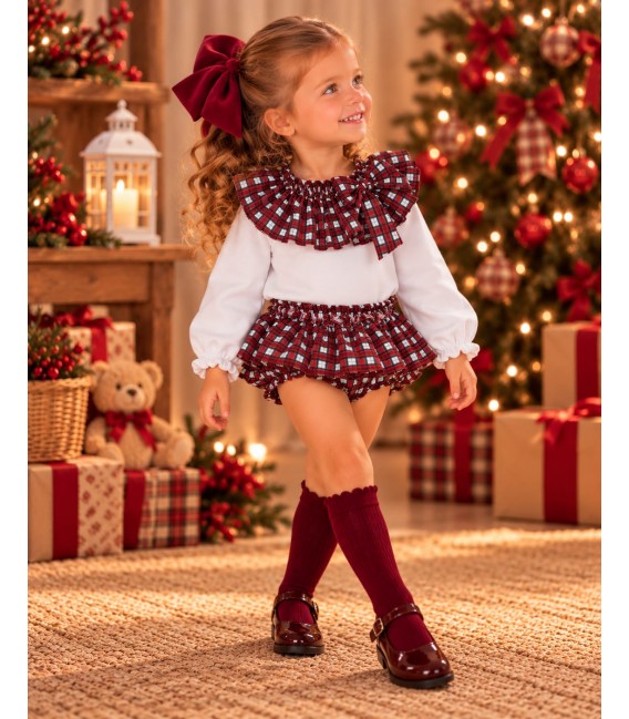 Conjunto navidad rojo cuadros